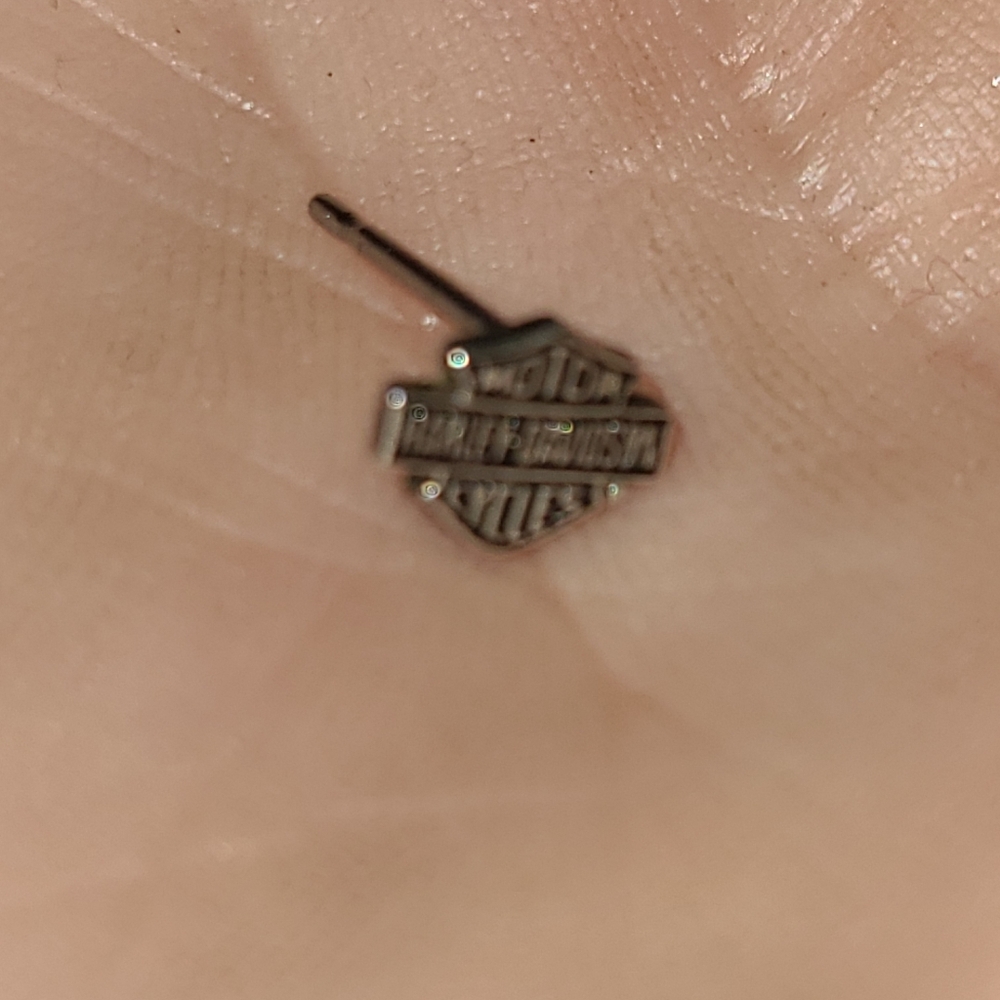 Sterling 925 Harley Davidson Nose Ring - Picture 3 of 5